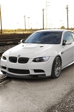 BMW M3 E92, sunset, railway