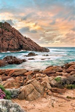 Preview iPhone wallpaper Australia western coast, beach, stones, sunset