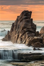 Preview iPhone wallpaper Rocks, sea, coast, sunset