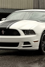Ford Mustang Boss 302 белый автомобиль вид спереди
