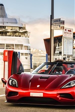 Preview iPhone wallpaper Koenigsegg Agera R red supercar, wings, dock