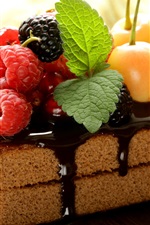 Preview iPhone wallpaper One piece chocolate cake, berries, fruit