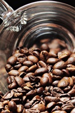Coffee beans, glass cup