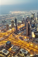 Preview iPhone wallpaper Dubai, UAE, city, night, skyscrapers, roads, lights
