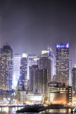 Preview iPhone wallpaper Skyscrapers, megapolis, night, city, lights, Union City, New Jersey
