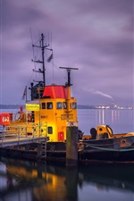 Preview iPhone wallpaper River, boat, night