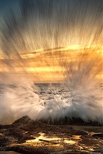 Preview iPhone wallpaper Sea, sunset, water squirt