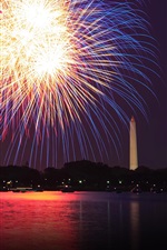 Preview iPhone wallpaper Washington, Potomac, fireworks, river, night, USA