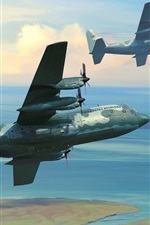 Visualizar papel de parede do iPhone Aeronaves militares, céu, nuvens, desenho de arte