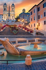 Preview iPhone wallpaper Rome, fountain, church, night, Italy