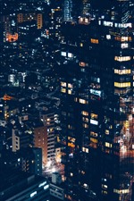 Предварительный просмотр обоев iPhone Минато, город, дома, огни, ночь, Япония