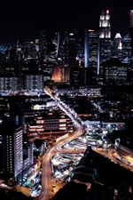 Preview iPhone wallpaper Singapore, city at night, buildings, roads, lights