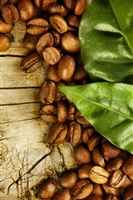 Visualizar papel de parede do iPhone Muitos grãos de café, folhas verdes