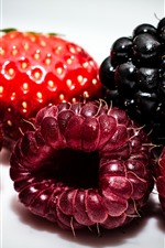 Preview iPhone wallpaper Raspberry and blackberry, strawberry, berries macro photography