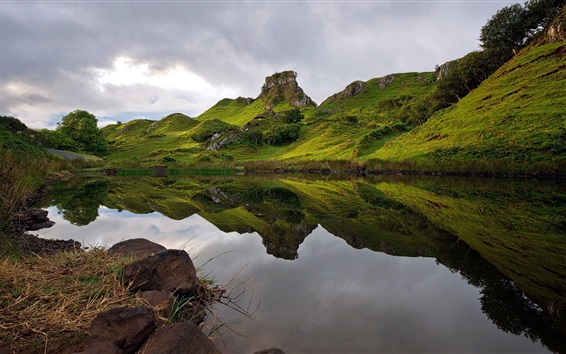 Fondos de pantalla Escocia naturaleza paisaje, verde, lago, hierba, nubes