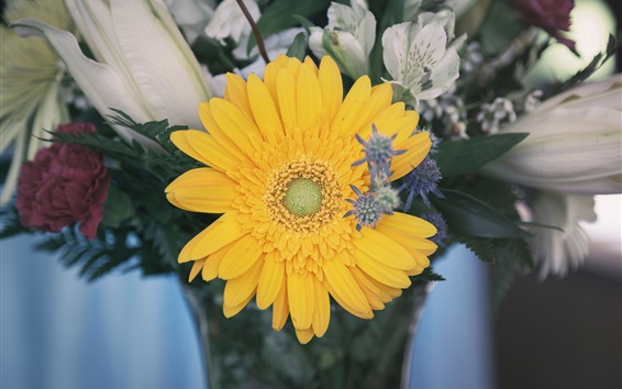 Papéis de Parede Amarelo margarida flor, buquê