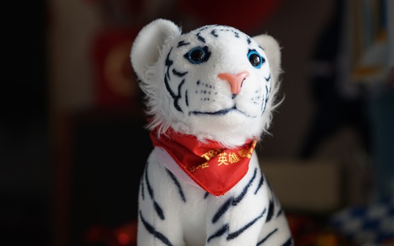 Wallpaper White tiger toy, face, eyes