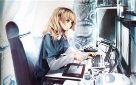 Preview wallpaper Anime girl with computer