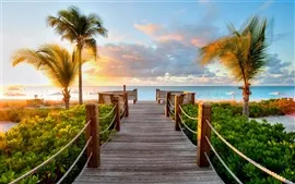 Caraïbes Îles Turques et Caïques plages coucher de soleil