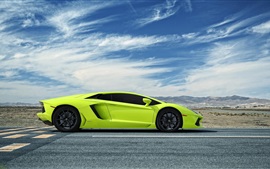 Lamborghini Aventador green supercar side view