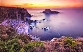 Aperçu fond d'écran Belle côte, mer, plage, coucher de soleil, les pierres