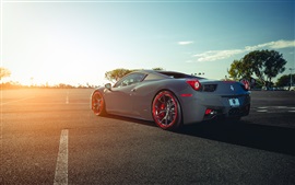 Ferrari 458 Italia серый суперкар вид сзади