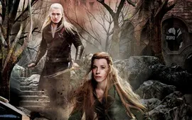 Aperçu fond d'écran Le Hobbit: La Bataille des Cinq Armées, Evangeline Lilly, Orlando Bloom