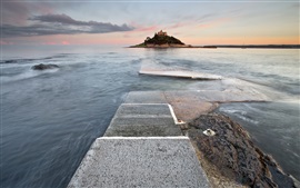 Preview wallpaper England, Marazion, lighthouse, sea, dusk