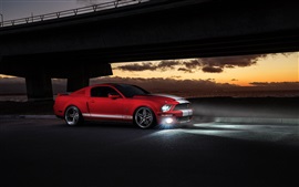 Ford Mustang Shelby GT500 красный автомобиль в ночное время