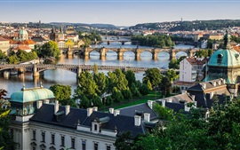 Preview wallpaper Prague, Czech Republic, city, Vltava river, bridges, houses