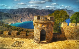 Preview wallpaper Cartagena, Spain, castle, fortress, lake, mountains