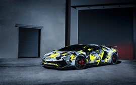 Preview wallpaper Lamborghini Aventador LP750-4 SV supercar, camouflage colors