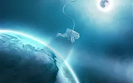 壁紙のプレビュー 衛星、惑星、宇宙飛行士、宇宙、星