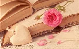 Preview wallpaper Book, rose, love heart