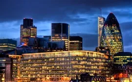 壁紙のプレビュー ロンドン、イングランド、夜、都市、建物、ライト