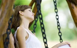 Preview wallpaper Girl rest on the swing