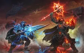 Aperçu fond d'écran World of Warcraft, épée, armure, marteau, photo d'art