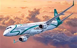 壁紙のプレビュー エンブラエルERJ 190旅客機
