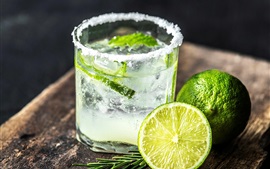 Preview wallpaper Mojito, lime, drink, glass cup, cold