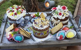 Preview wallpaper Chocolate cakes, colorful eggs, Easter