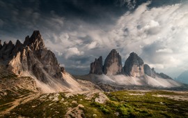 壁紙のプレビュー イタリア、ドロミテ、山々、雲、自然の風景