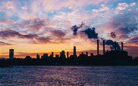 Preview wallpaper New York, city, night, clouds, sea, skyscrapers, USA