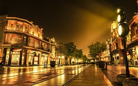 Preview wallpaper City street, night, lights, shop, China