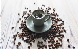 Preview wallpaper Coffee and coffee beans, cup, plates