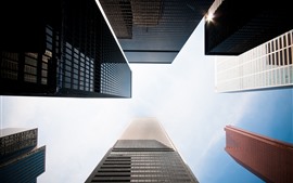 City skyscrapers, from bottom view, sky