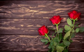 Preview wallpaper Red roses, wood board background