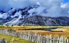 Linha de Sichuan-Tibet, Ranwu, montanhas, cerca, nuvens, paisagem bonita