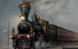 Preview wallpaper Train, art painting