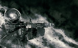 Soldado, armamento, espingarda de assalto