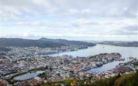 Preview wallpaper Norway, city, top view, sea